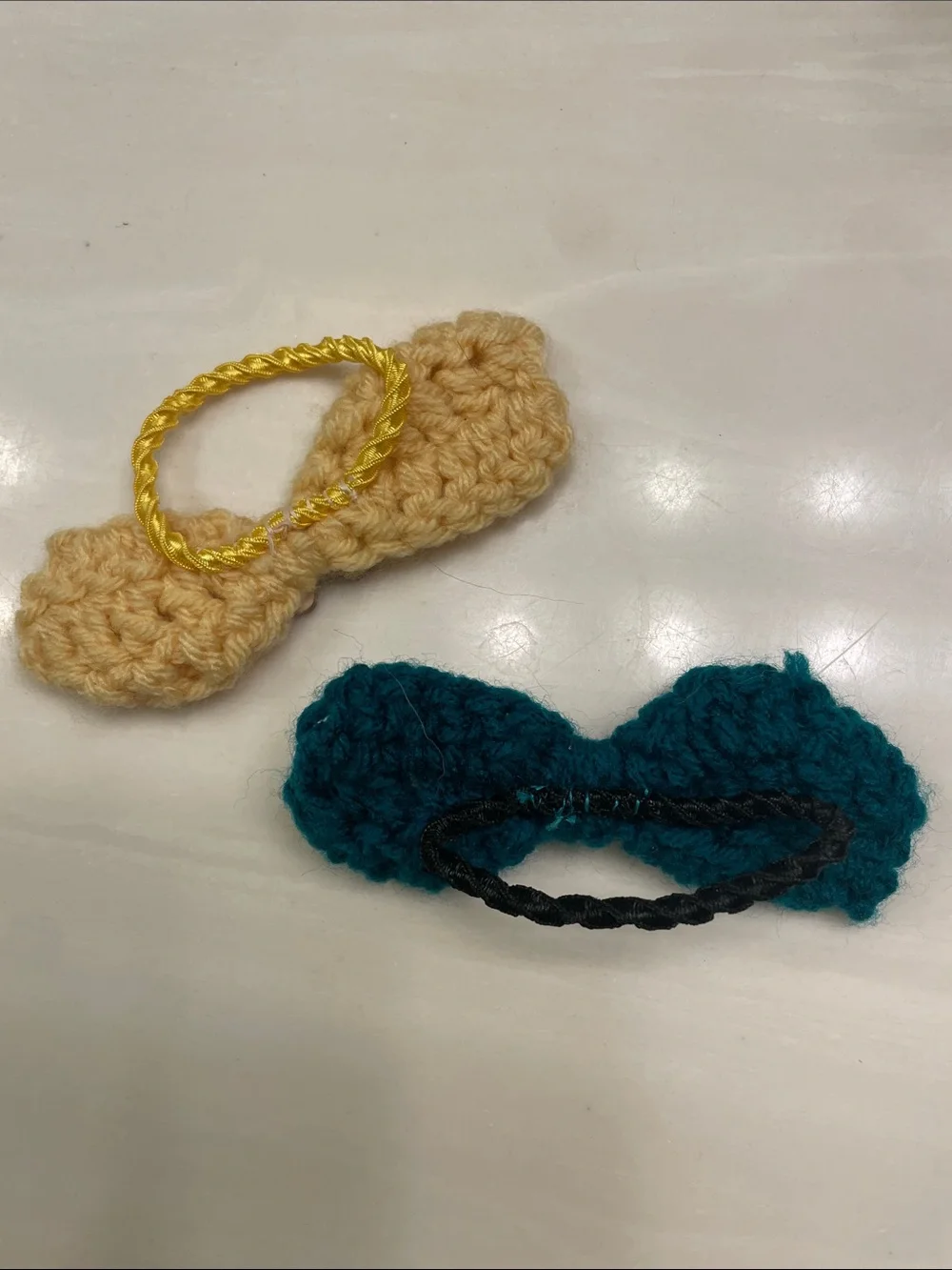 Handmade Crochet Hair Ties - Yellow & Teal